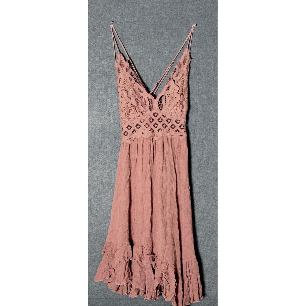 Free People Adella Fairycore Asymmetric Dress S Mini Lace Boho Ruffle Festival